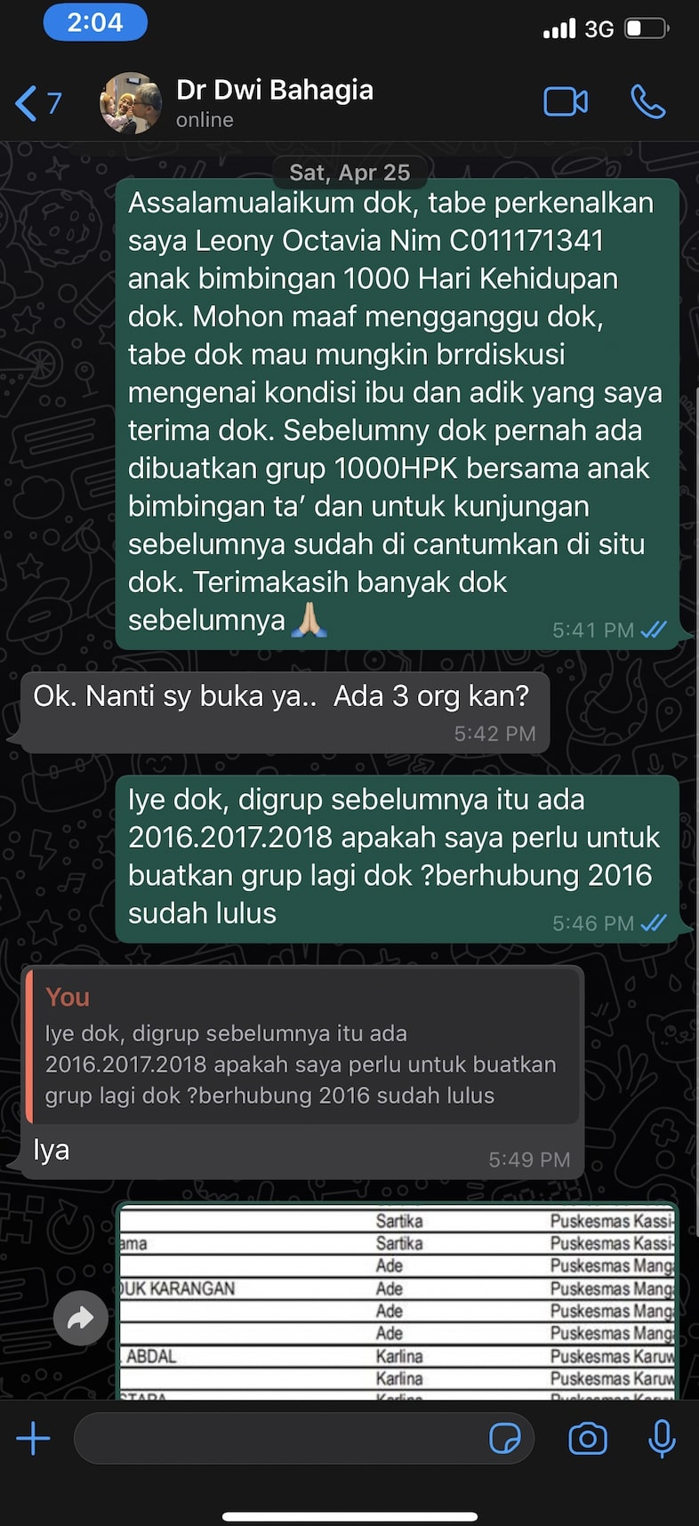(25 April 2020) Laporan ketiga kepada Pembimbing